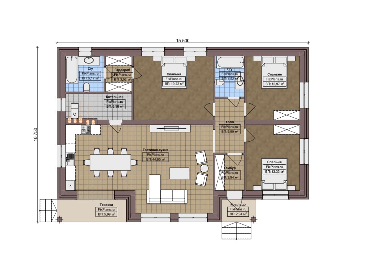 Планировка Одноэтажный дом F-6092