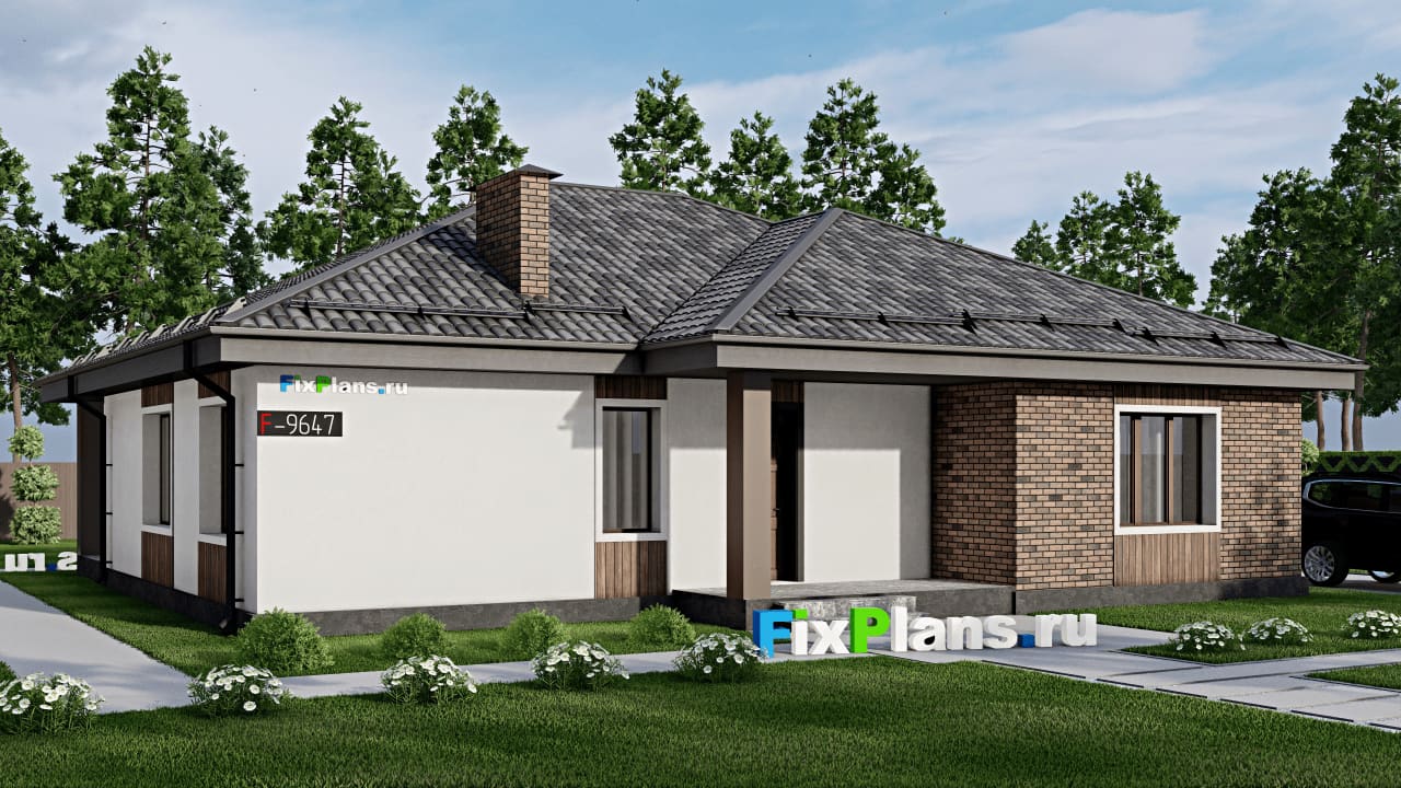 Одноэтажный дом F-9647 — фасад