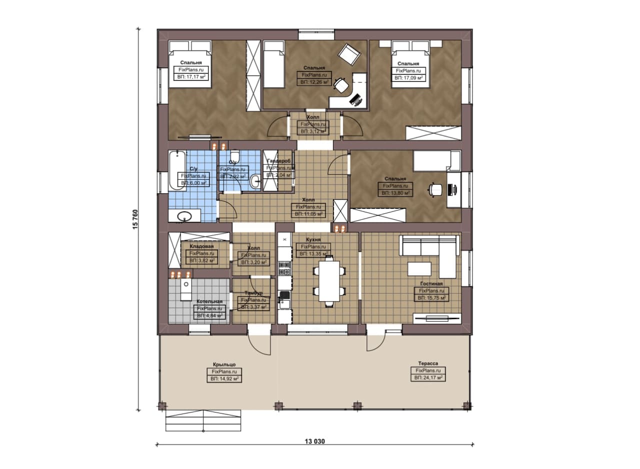 Планировка Одноэтажный дом F-21257