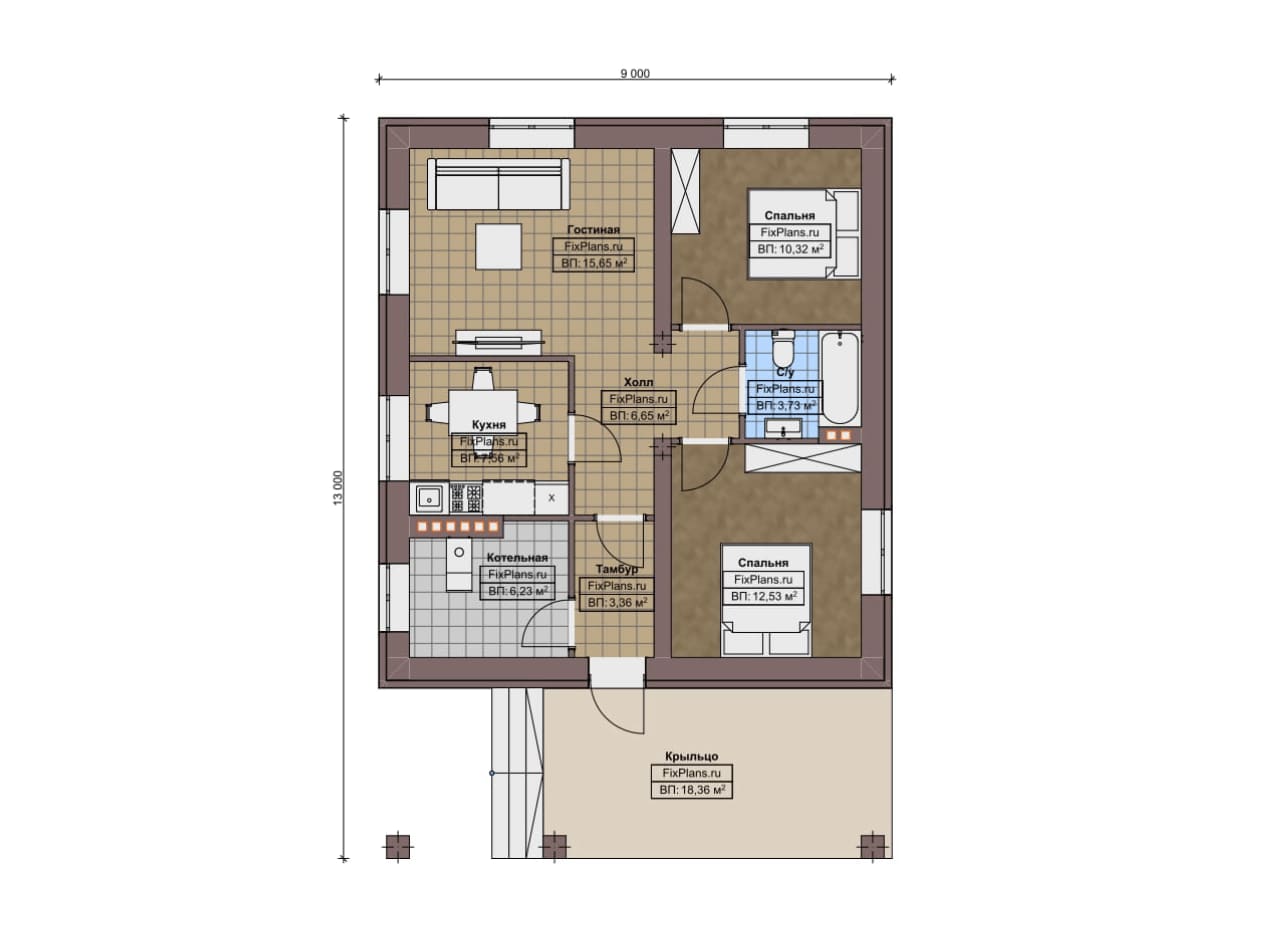 Планировка Одноэтажный дом F-14750