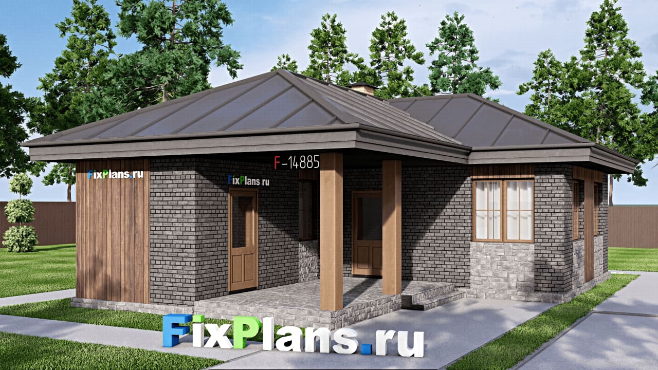 Одноэтажный дом F-14885 — фасад