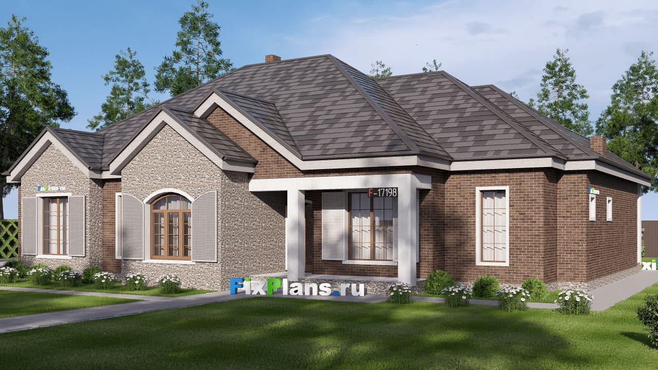 Одноэтажный дом F-17198 — фасад