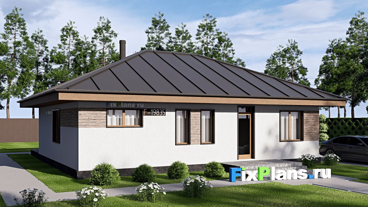 Одноэтажный дом F-19835 — фасад