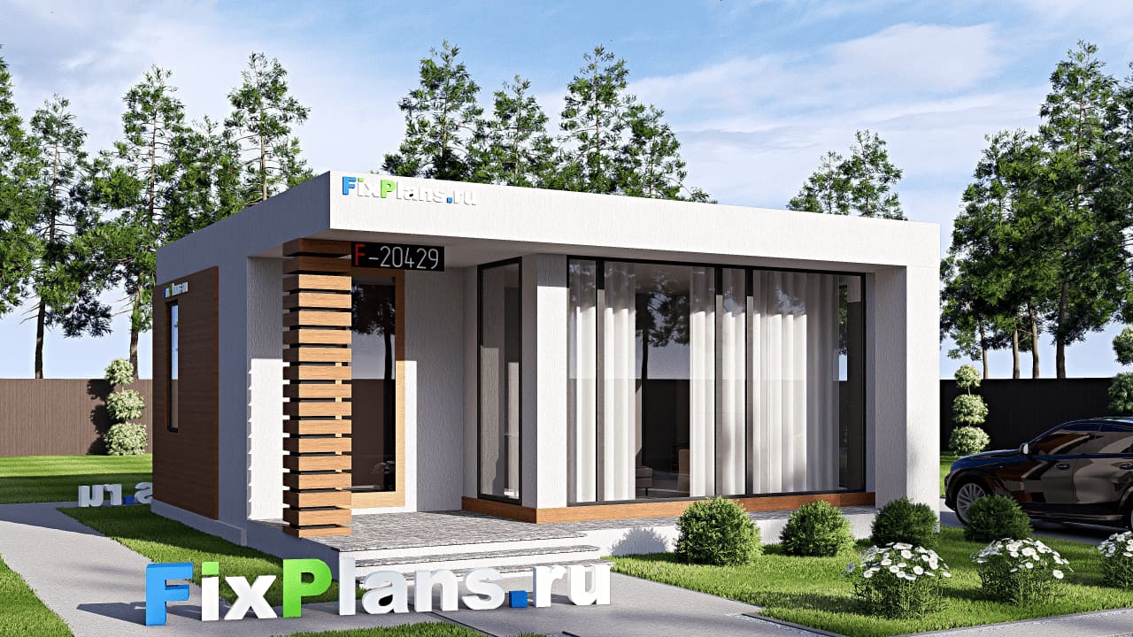 Одноэтажный дом F-20429 — фасад