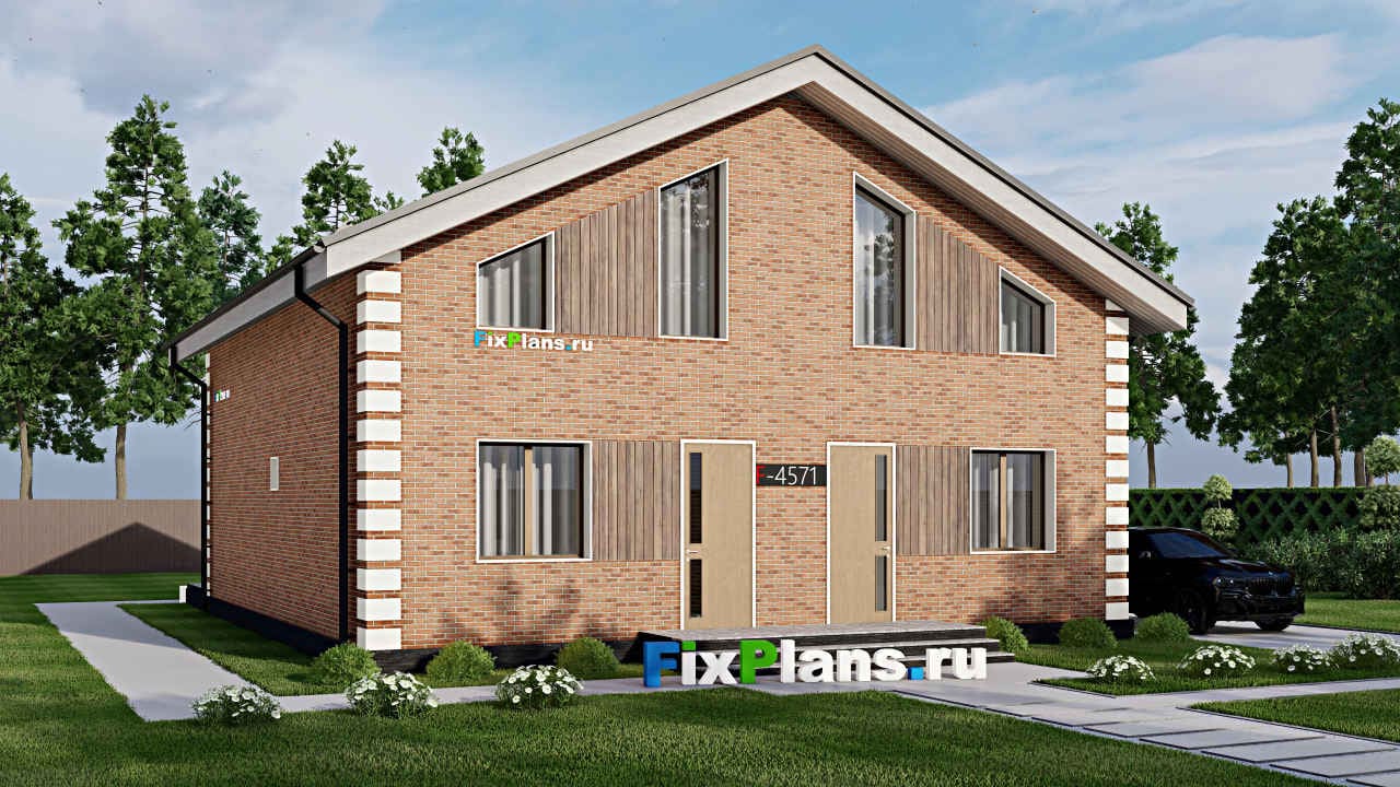 Одноэтажный дом с мансардой  F-4571 — фасад